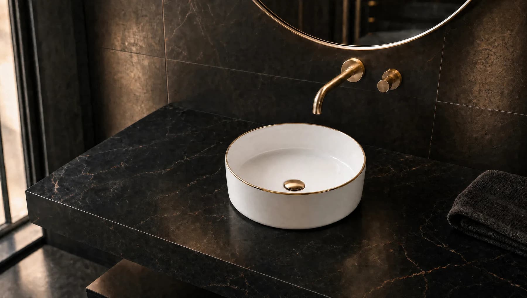 NOVRO Gold 36 na blacie z czarnego marmuru