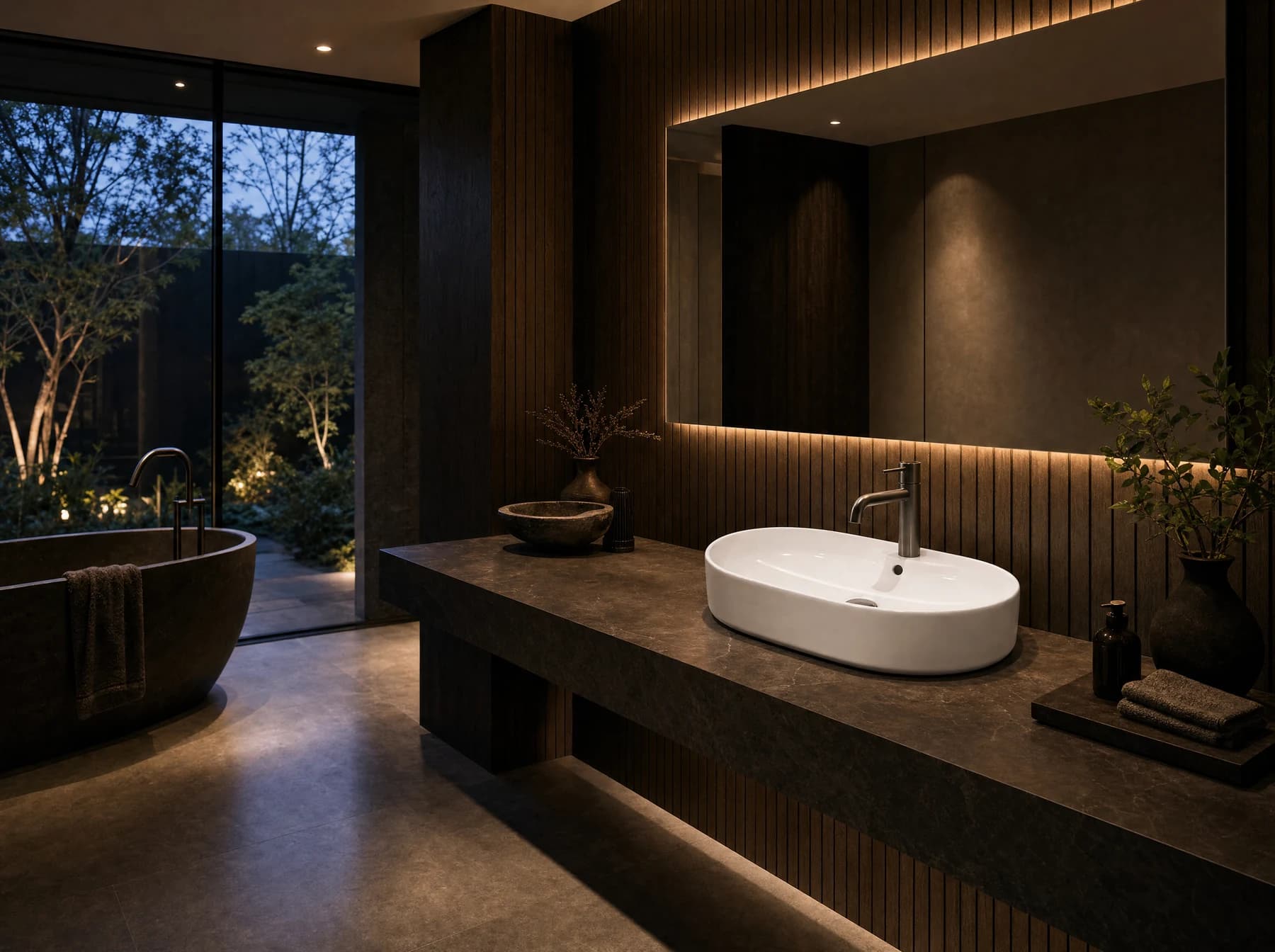 Owalna umywalka ORYVO w łazience spa